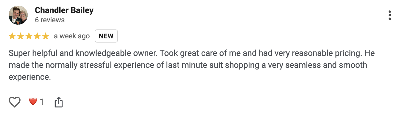 5-star Google review screenshot from Chandler Bailey