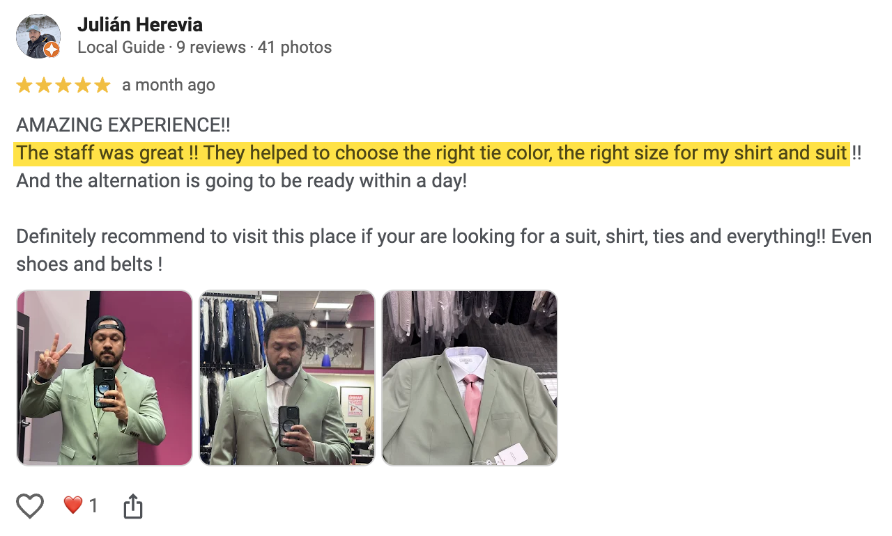 5-star Google review screenshot from Julián Herevia