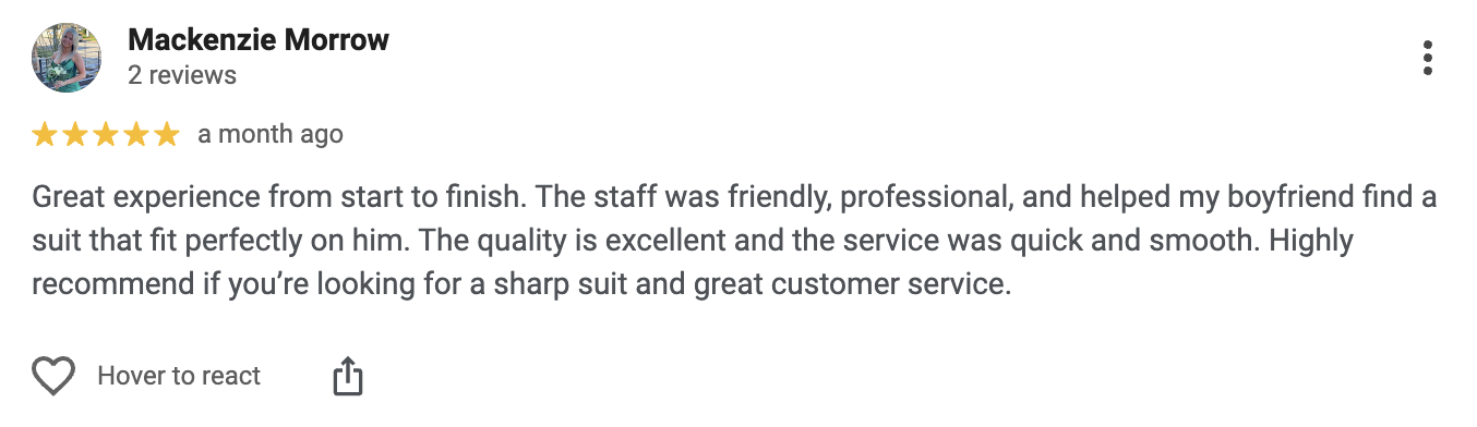 5-star Google review screenshot from Mackenzie Morrow