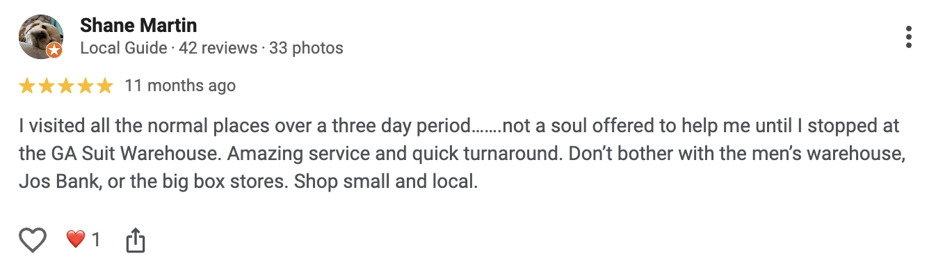 5-star Google review screenshot from Shane Martin