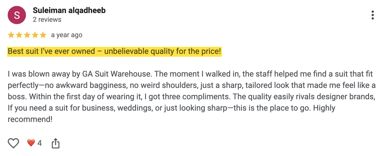 5-star Google review screenshot from Suleiman Alqadheeb